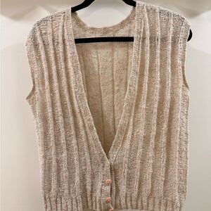 Elegant Beige V-Neck Sweater Vest
